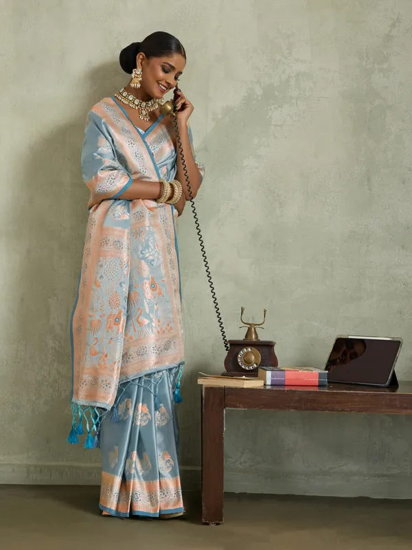 Sky_Blue_Satin_Silk_Banarasi_Saree_with_Meenakari_&_Zari_Weave