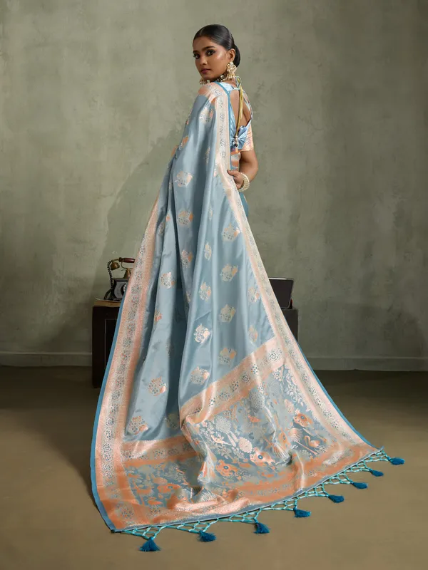 Sky_Blue_Satin_Silk_Banarasi_Saree_with_Meenakari_&_Zari_Weave