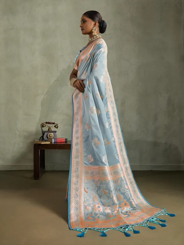 Sky_Blue_Satin_Silk_Banarasi_Saree_with_Meenakari_&_Zari_Weave