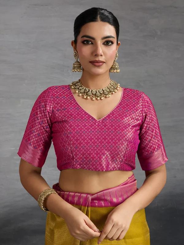 Pink_and_Mustard_yellow_Kanjivaram_Soft_Silk_Saree