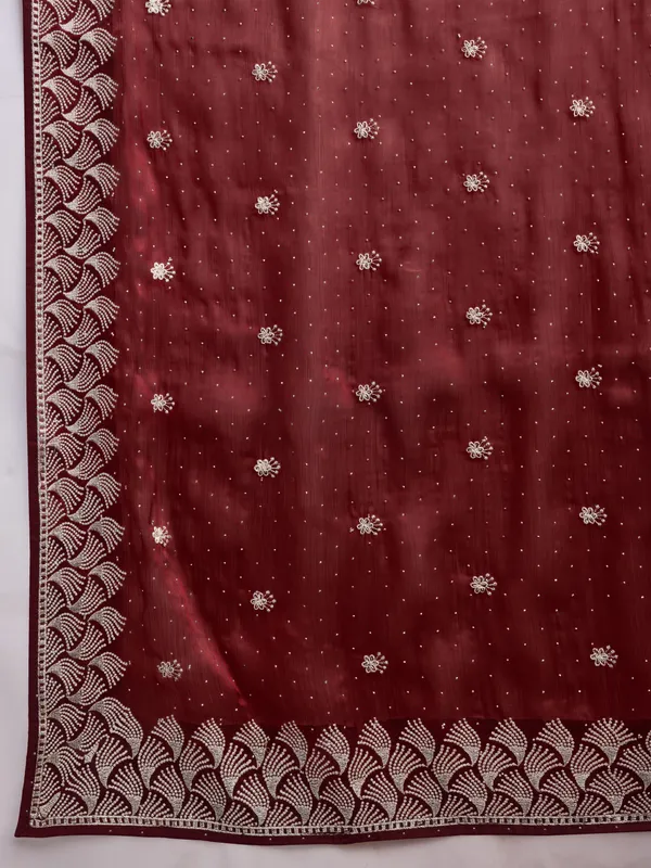 Wine_Red_Blooming_Burberry_Embroidered_Partywear_Saree