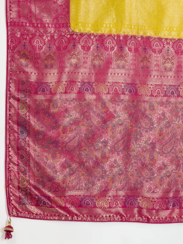 Mustard_Yellow_&_Magenta_Pink_Kanjivaram_Soft_Silk_Saree_with_Meenakari_&_Double_Zari_Work