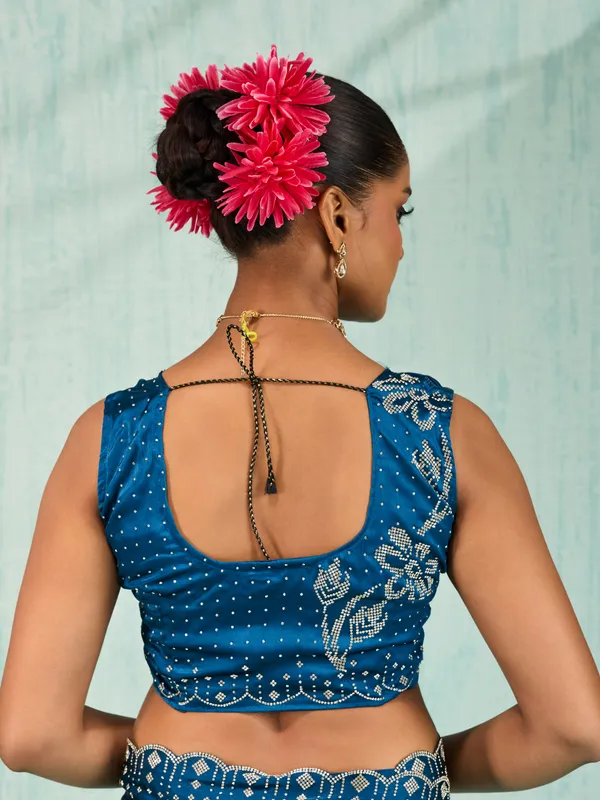 Midnight_&_Ice_Blue_Ombré_Satin_Saree_With_Rhinestone_Hand_Embellishments_For_Women