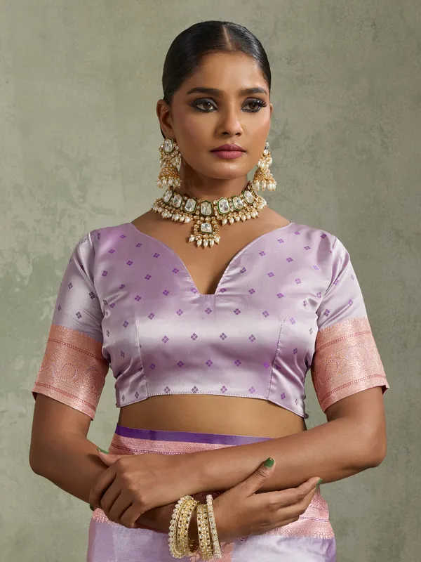 Lavender_Satin_Silk_Banarasi_Saree_with_Meenakari_&_Zari_Detailing