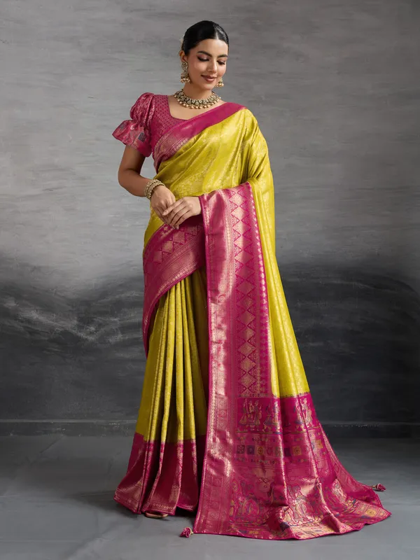 Mustard_Yellow_&_Pink_Kanjivaram_Silk_Saree