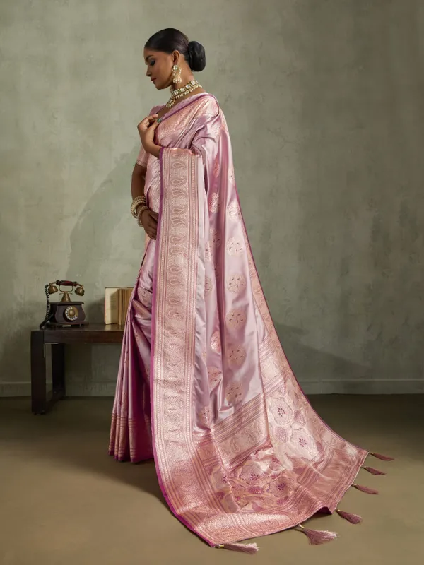 Lavender_Pink_Satin_Silk_Banarasi_Saree