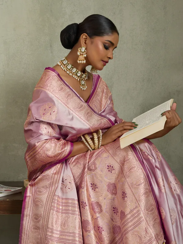 Lavender_Pink_Satin_Silk_Banarasi_Saree