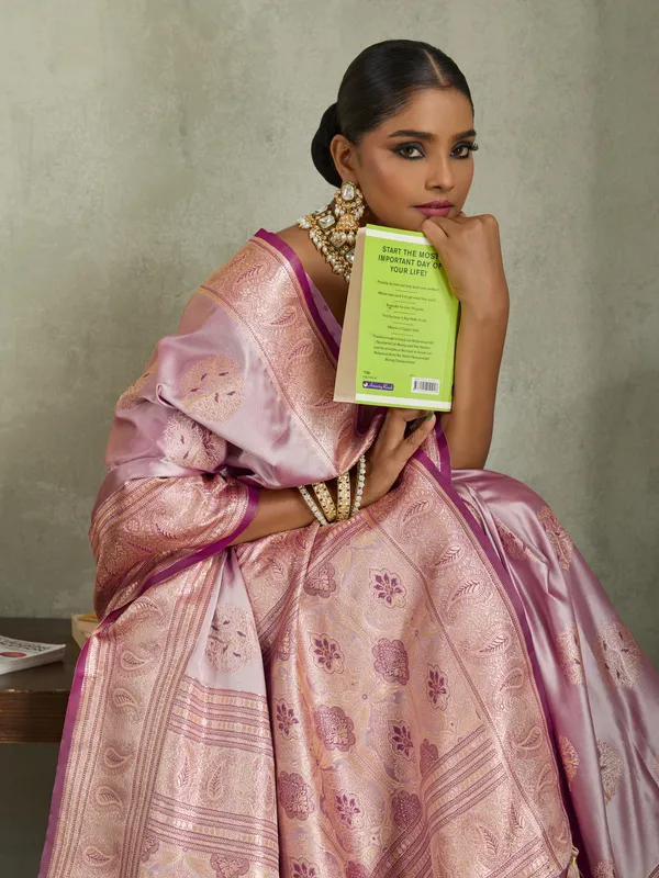 Lavender_Pink_Satin_Silk_Banarasi_Saree