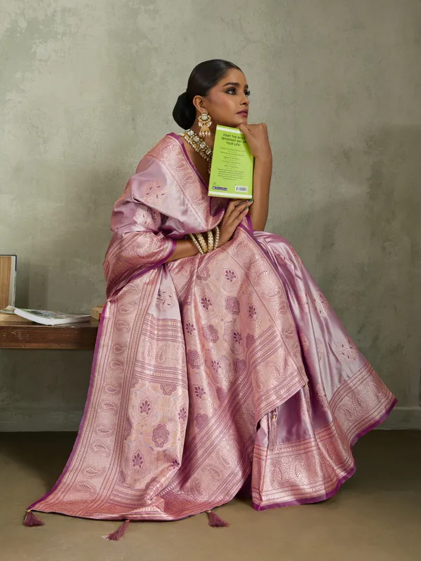 Lavender_Pink_Satin_Silk_Banarasi_Saree