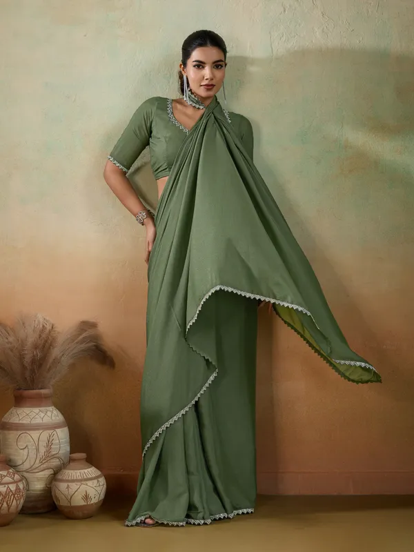 Sage_Green_Matt_Georgette_Saree_With_Ceramic-Inspired_Lace_Detailing_For_Women