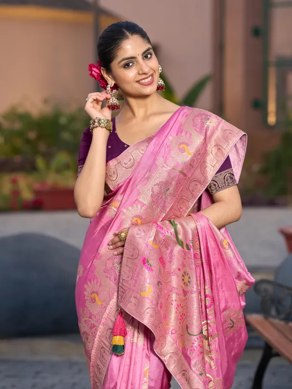 Radiant_Pink_Gharchola_Dola_Silk_Saree_With_Swarovski_&_Zari_Work_For_Women