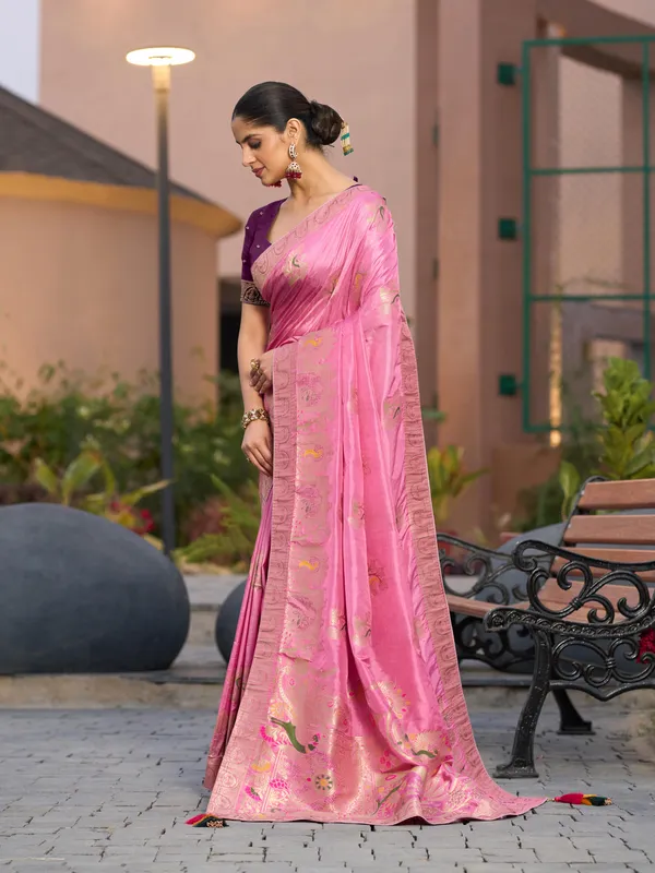 Radiant_Pink_Gharchola_Dola_Silk_Saree_With_Swarovski_&_Zari_Work_For_Women