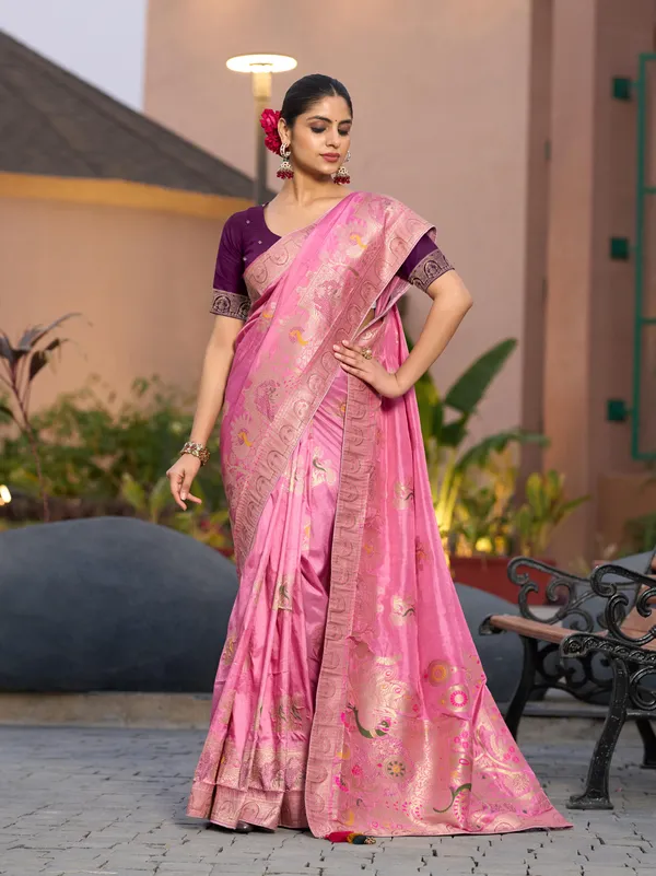 Radiant_Pink_Gharchola_Dola_Silk_Saree_With_Swarovski_&_Zari_Work_For_Women