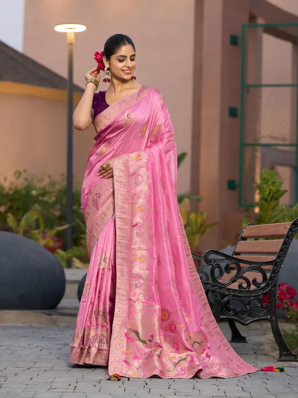 Radiant_Pink_Gharchola_Dola_Silk_Saree_With_Swarovski_&_Zari_Work_For_Women
