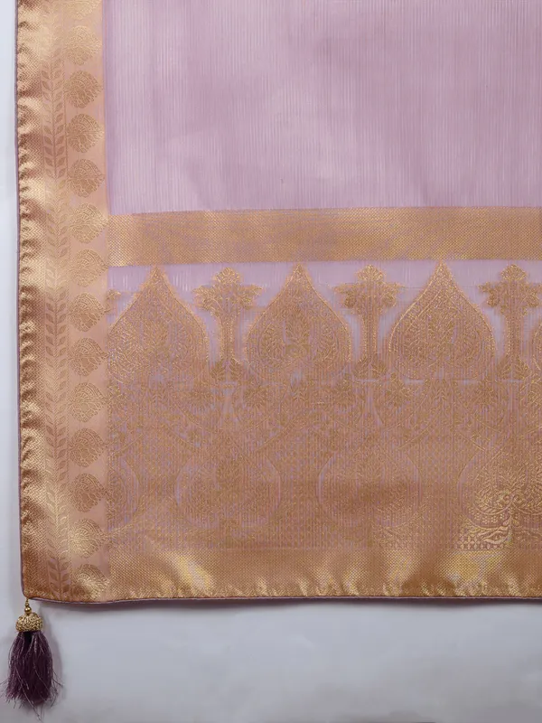 Lavender_Tissue_Silk_Saree_With_Woven_Gold_Pallu_&_Brocade_Blouse_For_Women
