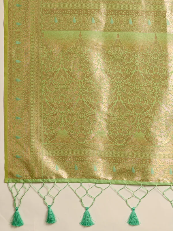Mint_Green_Banarasi_Silk_Saree_with_Golden_Zari_&_Meenakari_Jaal_Weave