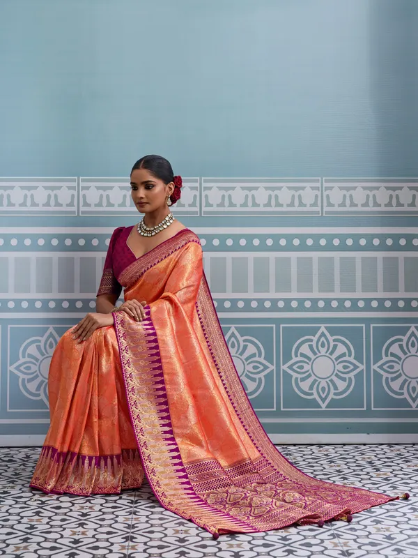 Orange_&_Pink_Kanjivaram_Silk_Saree