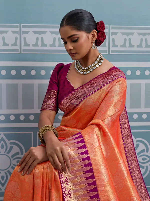 Orange_&_Pink_Kanjivaram_Silk_Saree
