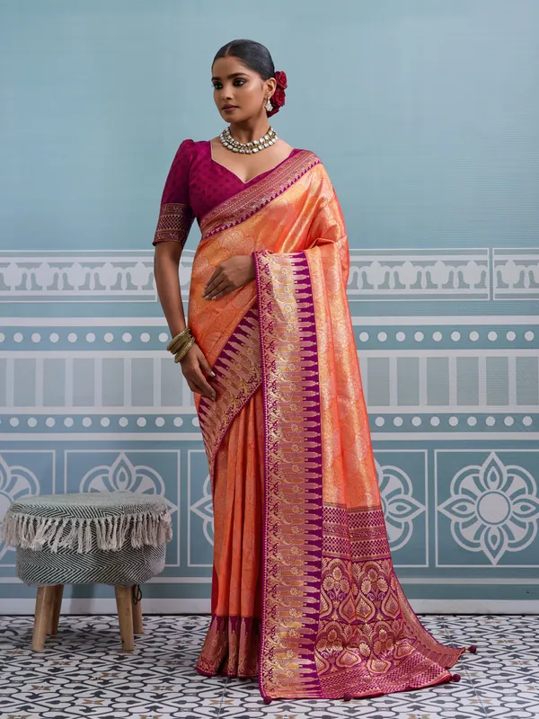 Orange_&_Pink_Kanjivaram_Silk_Saree