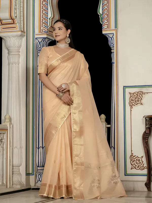 Soft_Peach_Tissue_Linen_Saree_With_Hand_Khatli_Embroidery_For_Women
