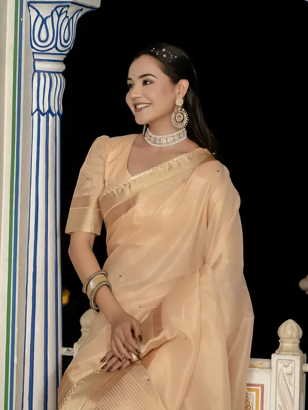 Soft_Peach_Tissue_Linen_Saree_With_Hand_Khatli_Embroidery_For_Women