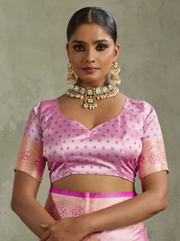 Baby_Pink_Satin_Silk_Banarasi_Saree_with_Golden_Zari_&_Meenakari_Work