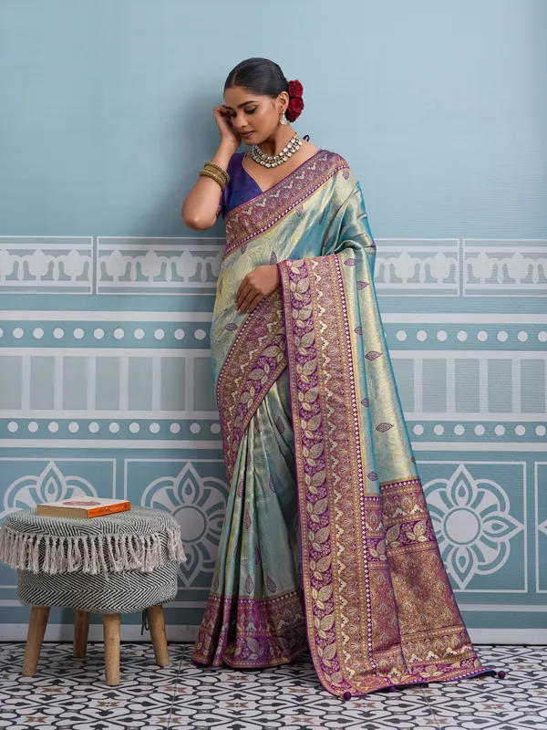 Royal_Purple_&_Sky_Blue_Kanjivaram_Silk_Saree