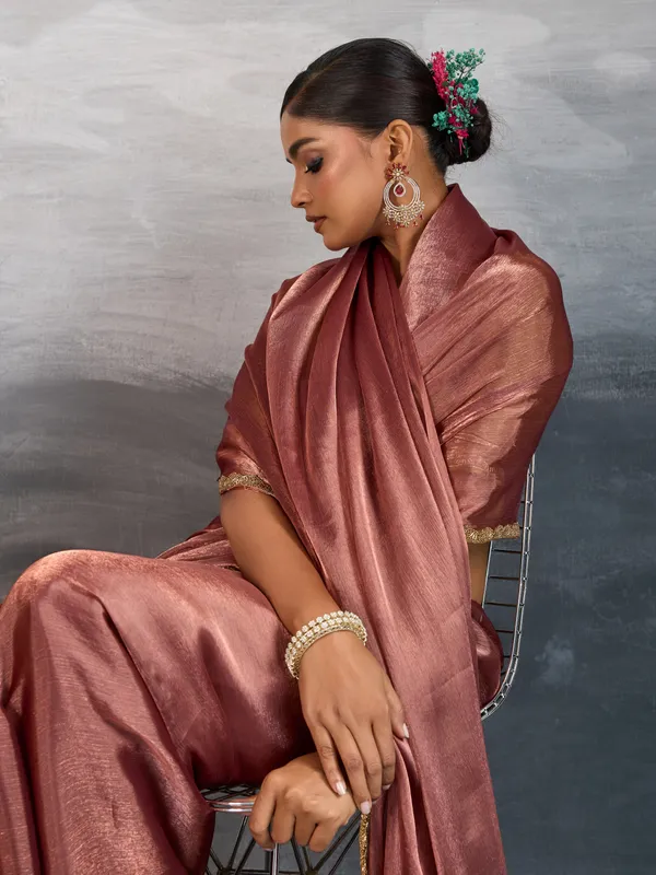 Metallic_Copper_Burberry_Chiffon_Saree_With_Beads_&_Cutdana_Lace_For_Women