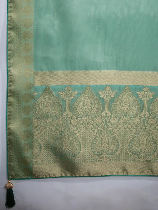 Mint_Green_Tissue_Silk_Saree_With_Gold_Zari_Woven_Pallu_&_Brocade_Blouse_For_Women