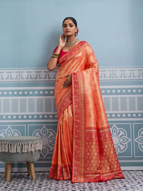 Orange_&_Red_Kanjivaram_Silk_Saree