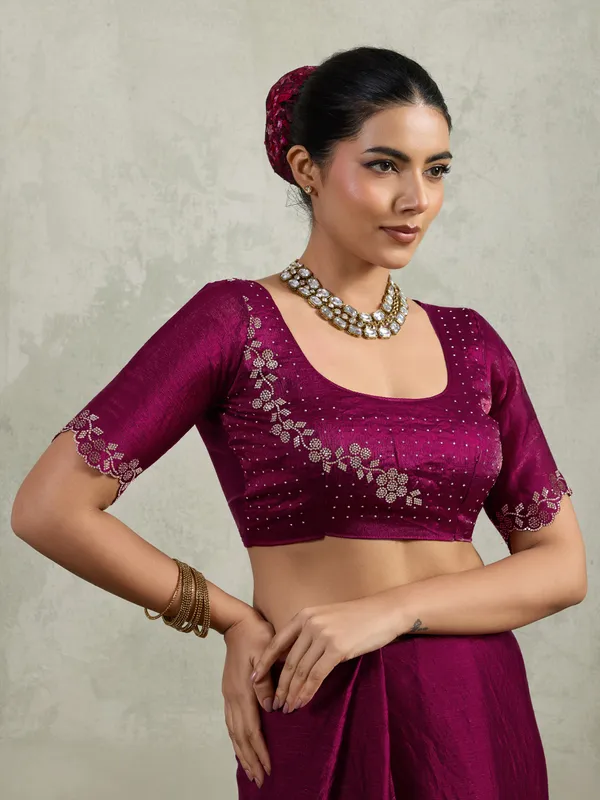 Wine_Red_Velvet_Chiffon_Saree_with_Zarkan_&_Designer_Cutwork