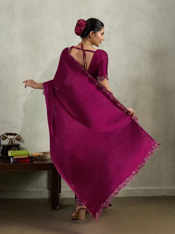 Wine_Red_Velvet_Chiffon_Saree_with_Zarkan_&_Designer_Cutwork