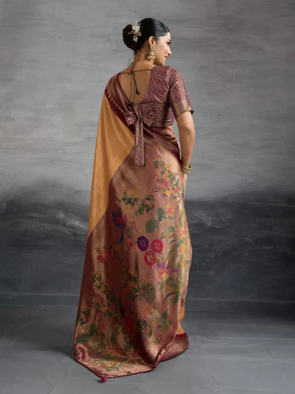 Maroon_&_Rich_Mustard_Gold_Kanjivaram_Soft_Silk_Saree