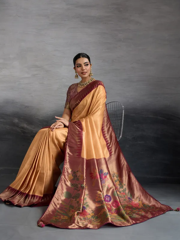 Maroon_&_Rich_Mustard_Gold_Kanjivaram_Soft_Silk_Saree