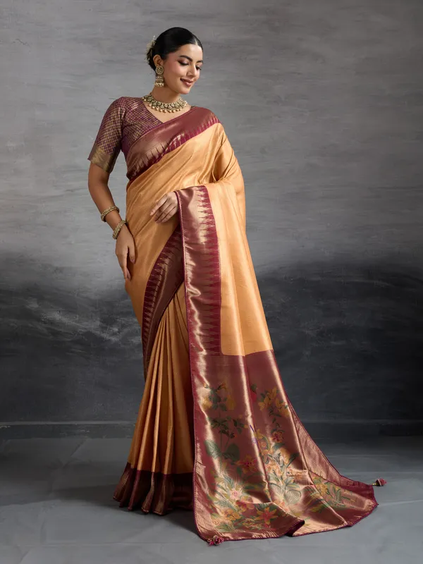 Maroon_&_Rich_Mustard_Gold_Kanjivaram_Soft_Silk_Saree