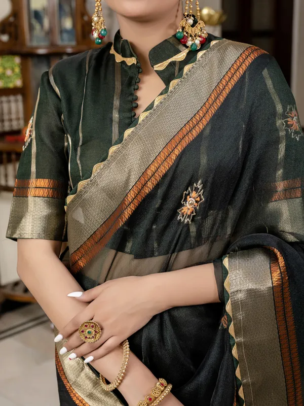 Classic_Black_Kota_Linen_Saree_For_Women