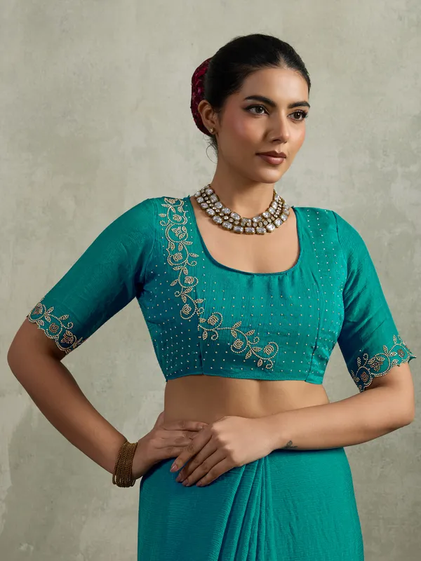 Turquoise_Green_Velvet_Chiffon_Saree_with_Zarkan_&_Designer_Cutwork