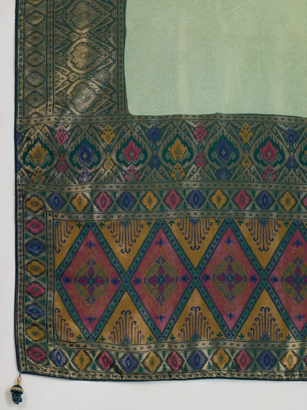 Sage_Green_&_Teal_Zari_Silk_Saree_–_Premium_Banarasi_Temple_Weave