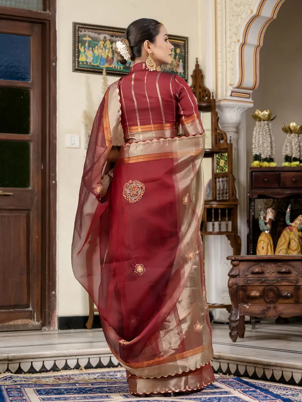 Maroon_Kota_Linen_Saree_For_Women