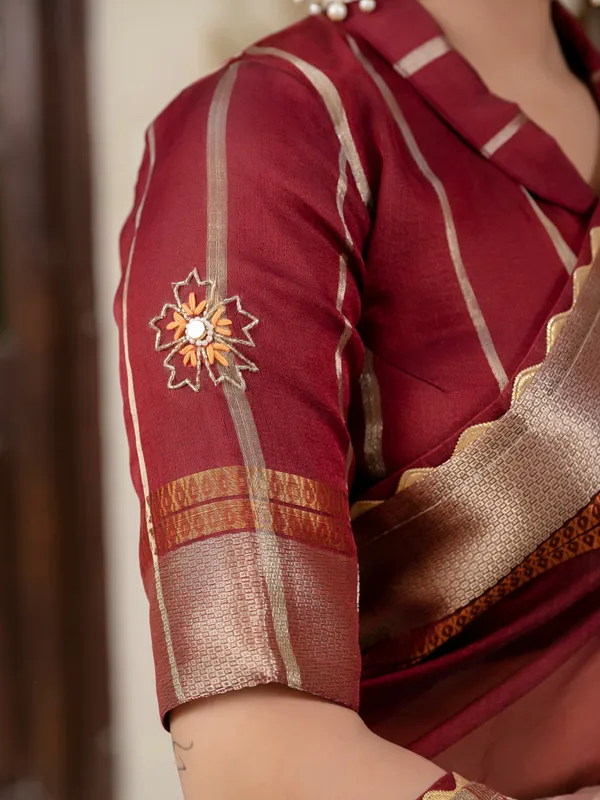Maroon_Kota_Linen_Saree_For_Women