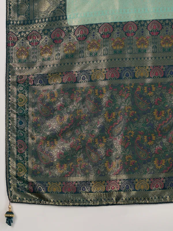 Mint_&_Navy_Green_Kanjivaram_Soft_Silk_Saree_with_Double_Zari_&_Meenakari_Work