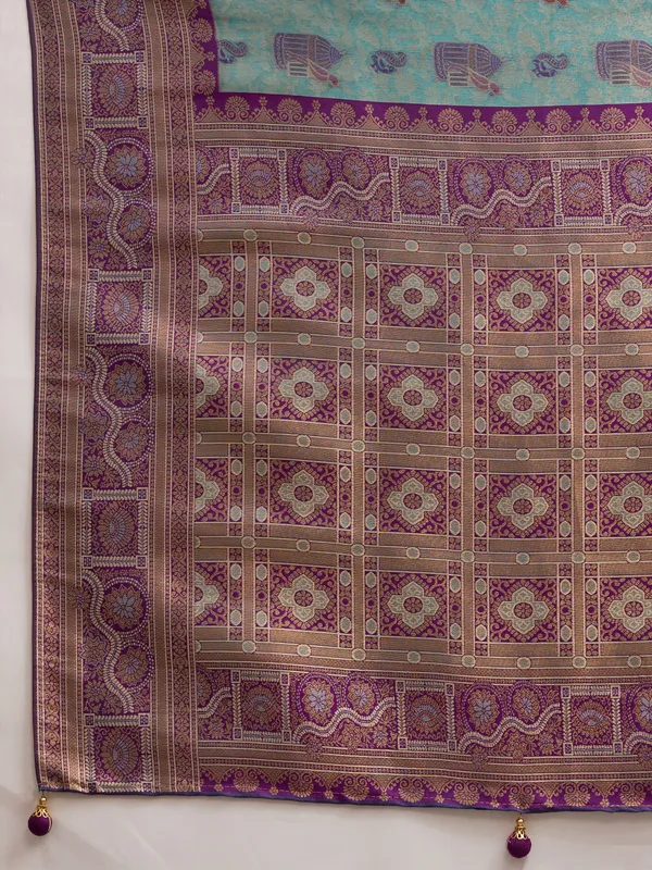 Aqua_Green_&_Purple_Kanjivaram_Soft_Silk_Saree