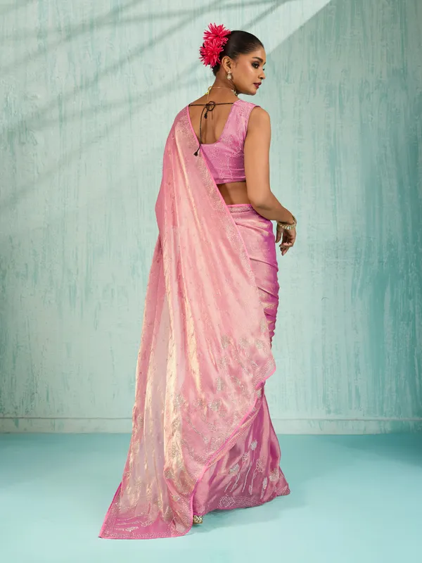 Blush_Pink_Velvet_Chiffon_Saree_With_Zarkan_&_Cutdana_Embellishments_For_Women