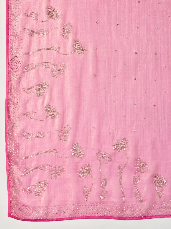 Blush_Pink_Velvet_Chiffon_Saree_With_Zarkan_&_Cutdana_Embellishments_For_Women