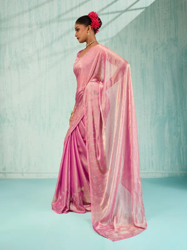 Blush_Pink_Velvet_Chiffon_Saree_With_Zarkan_&_Cutdana_Embellishments_For_Women