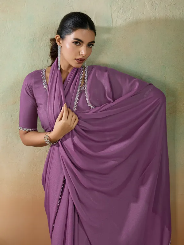 Mauve_Purple_Matt_Georgette_Saree_With_Ceramic-Inspired_Lace_Border_For_Women