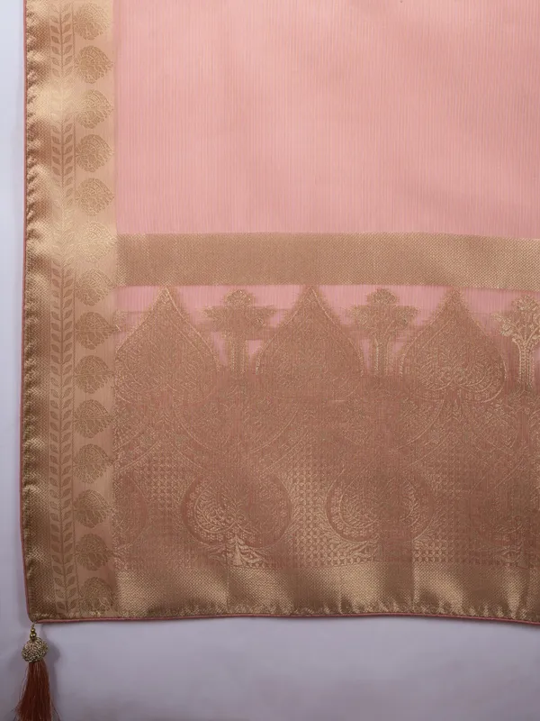 Blush_Peach_Tissue_Silk_Saree_With_Gold_Woven_Pallu_&_Brocade_Blouse_For_Women