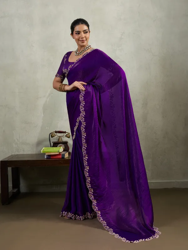 Royal_Purple_Velvet_Chiffon_Saree_with_Zarkan_&_Cutwork_Detailing