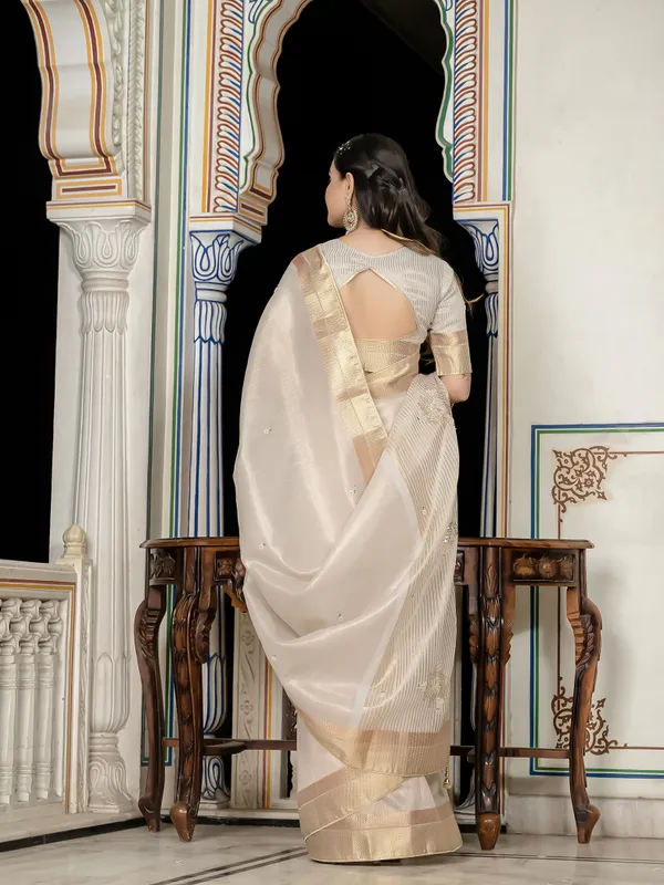 Off-White_Tissue_Linen_Saree_With_Golden_Zari_&_Khatli_Embroidery_For_Women