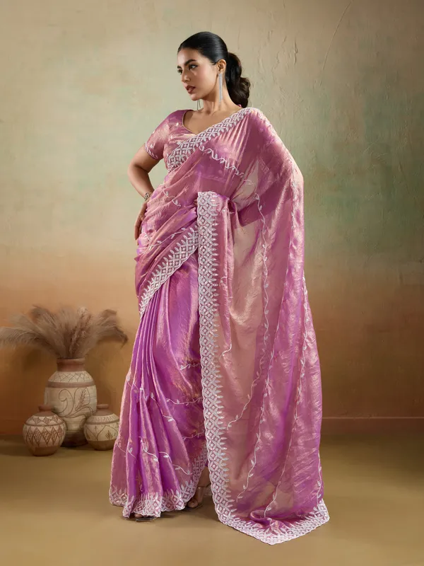 Rose_Pink_Velvet_Chiffon_Saree_with_Sequins_&_Leheriya_Embroidery